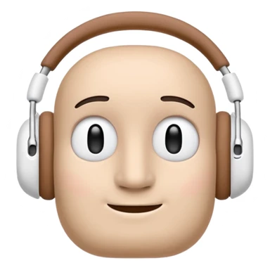 Create an Apple-style emoji that uses the 😶 neutral face, but wearing the same AirPods Max headphones as the 🎧 emoji. sticker