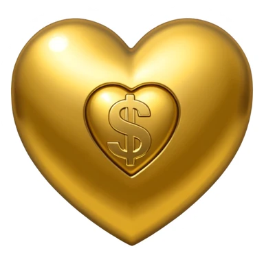A golden heart with a dollars pattern around it sticker