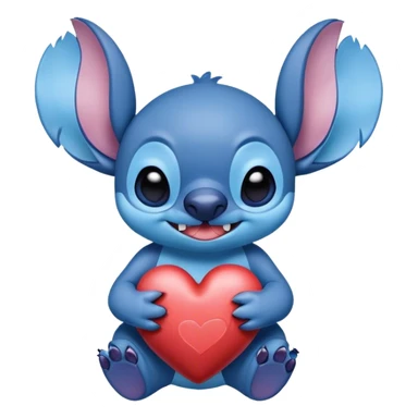 Stich con un corazón diciendo hola bombón sticker
