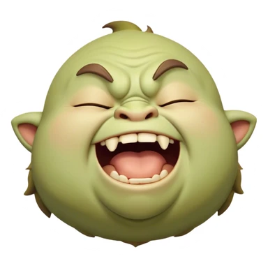 Cinematic Cute Yawning Ogre Portrait Emoji, with a surprisingly cuddly, rotund figure in soft earthy greens and browns, head tilted back in a big, gentle yawn exposing a set of comically oversized teeth, simplified yet irresistibly adorable, highly detailed with a soft glowing outline that captures the sleepy charm of a friendly ogre after a long day of gentle mischief! sticker