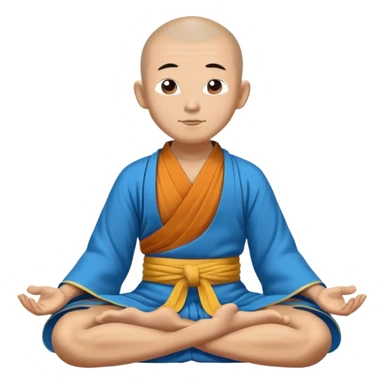 Tibetan monk floating in lotus pose in a blue kimono sticker