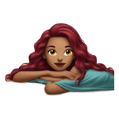 Beautiful tattooed burgundy long haired woman laying on the beach sticker