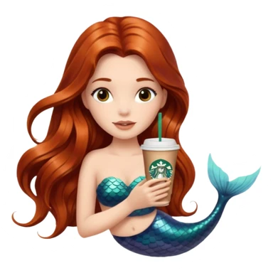 MERMAID WITH LONG HAIR AND DRINKING STARBUCKS COFFEE sticker