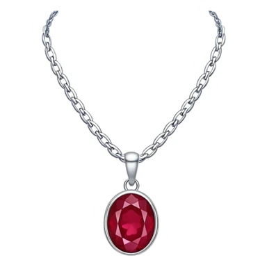 silver chain with a ruby pendant, undulating like moonlit water sticker