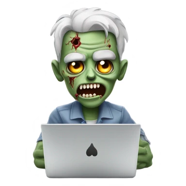 Handsome Zombie typing on laptop happy sticker