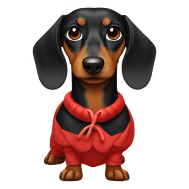 black and tan dachshund wearing a fabric lobster costume sticker