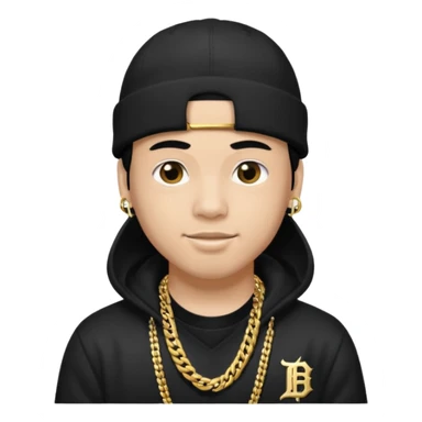rapper da trắng full đen có mũ len hãng MLB
 sticker
