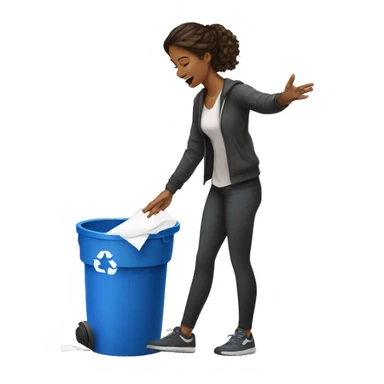 Women throwing paper in garbage can like throwing basketball  sticker