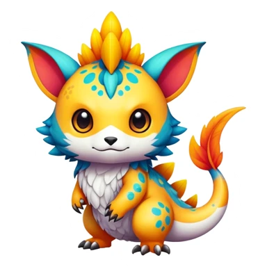 Exotic colorful chibi Fakémon-creature with random markings sticker