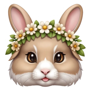 cute rabbit wearing a flower crown sticker