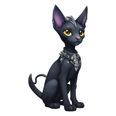 cool punk lunar kawaii anime edgy distinguished ethereal elegant beautiful fantasy black ethereal fantasy nargacuga-Noivern-sphynx-Quiana-Fakemon collar harness jewels full body sticker