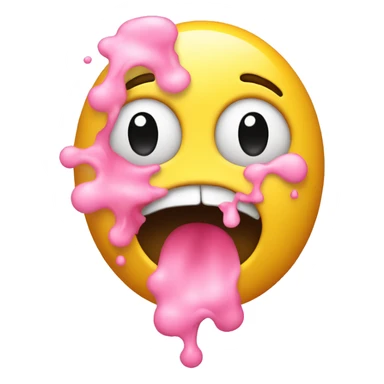 yellow emoji face vomiting pink  sticker