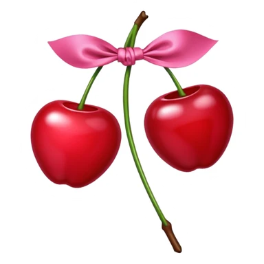 two cherrys with a pink bow on the stem sticker