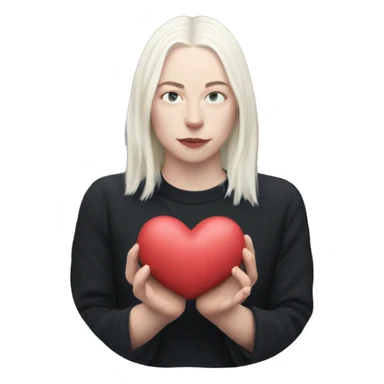 Phoebe bridgers holding a heart sticker