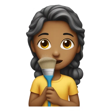 Girl crying with a brush in her hand sticker