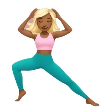 blonde girl doing yoga on a pastel pink yoga mat sticker