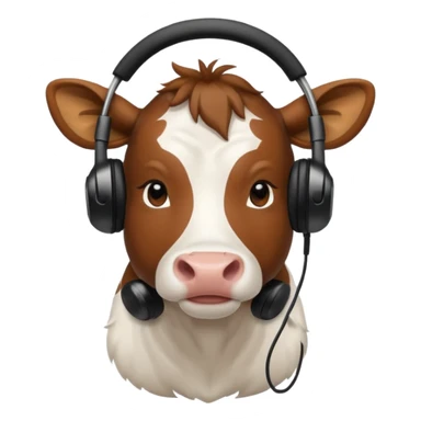 cow with black headphones sticker