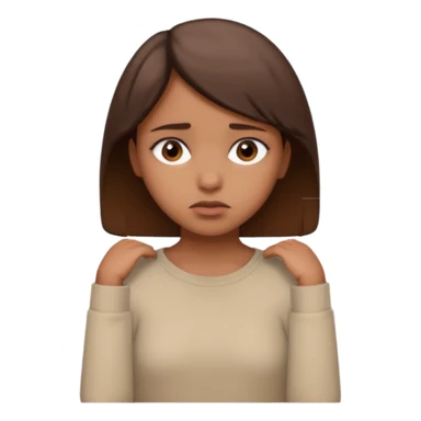 a brown girl with short brown hair wearing a beige full sleeve and looking sad sticker