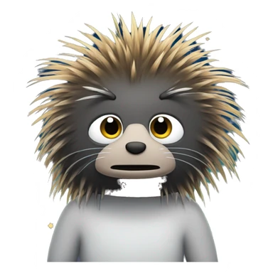 Porcupine man with star eyes starry eyes looking shocked dizzy static hair planets whizzing out of orbit sticker