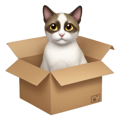 Snowshoe cat sitting in a box sticker