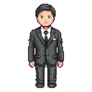 man wearing a suit with black horizontal stripes sticker