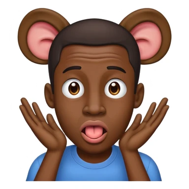 a black guy sticking his tongue out with hands at his ears sticker