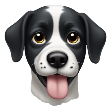 black and white dog with one small black eye patch and one big black eye patch sticking tongue out sticker