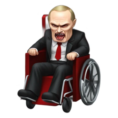 Angry vampire vladimir putin meat cube dressed as dracula small wheelchair halloween mood sticker
