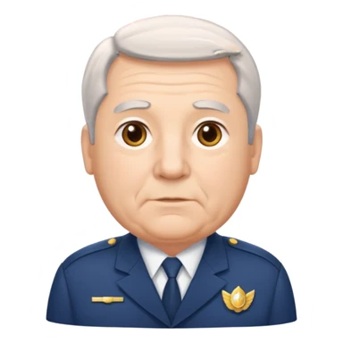 Older Male: gray hair at sides, slight wrinkles, wearing uniform, lightly obesity sticker