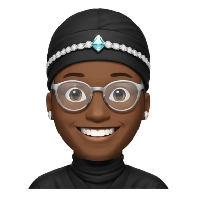 man with black durag,glasses, and smiling with diamond grillz on his teeth  sticker