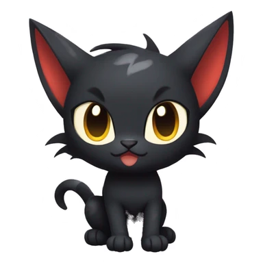 Cool Cute Edgy Black Dark Chibi Cat-Noibat-Noivern-Litten-Fakémon-hybrid sticker