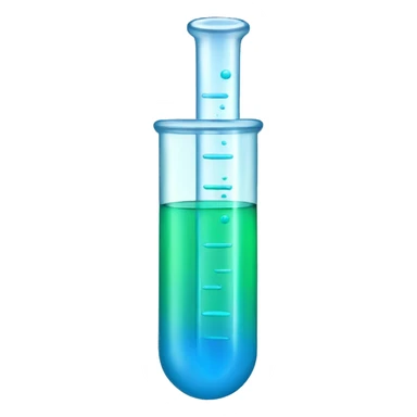 Test tube, two liquid layers, green blue sticker