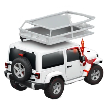 White Jeep Wrangler Rubicon with roof off and red accents  sticker