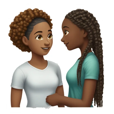 Realistic black girl with box braids and light skin boy with short curly hair and a short beard hugging sticker