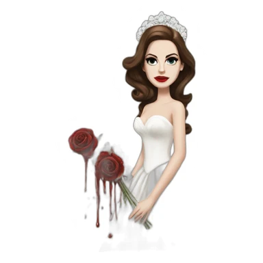 Lana del rey with a bridal gown with splash of blood sticker