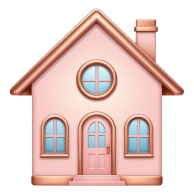 Home | vector icon of a feminine home icon in rose gold and blush pink, flat minimal design, soft glow, white background sticker