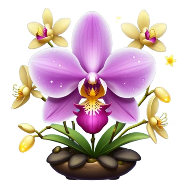 orchid with fireflies trapped like stars sticker