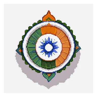 Indian flag with saffron, white, and green horizontal stripes and blue Ashoka Chakra wheel in center sticker