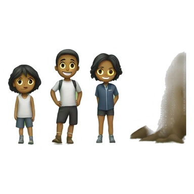 girl and boys under tree sticker