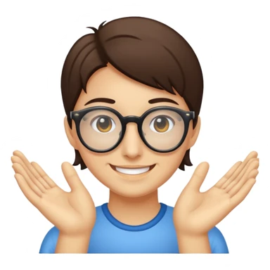 Cara sonriente guiñando el ojo, con la mano derecha lenta un poco los lentes de solo para que se vea como está guiñando el ojo sticker