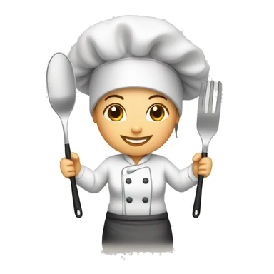 female chef with cooking utensils sticker