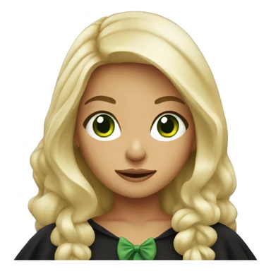 Blonde girl with green eyes dressed as a witch sticker