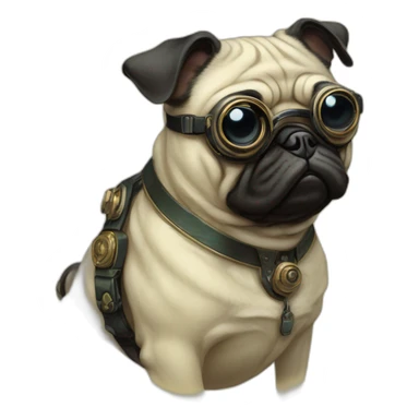 A cyberpunk pug in Art Nouveau style during 1910 sticker