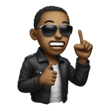 person with sunglasses sticking out their tongue like a heavy metal guy and holding up the ILY hand sign sticker