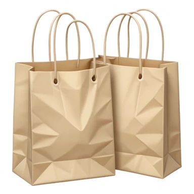 Two Pale beige paper shopping bags sticker