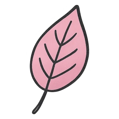 hand drawn outlined icon of a pink leaf, no fill, thick lines sticker