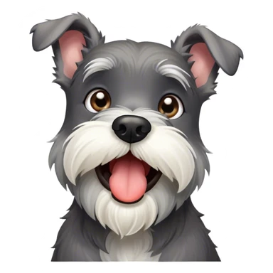 Cinematic Cute Yawning Miniature Schnauzer Portrait Emoji, Head cocked with a wide, adorable yawn and droopy, charming eyes, featuring a neatly trimmed, lovable salt-and-pepper fur, simplified yet irresistibly cute, highly detailed, glowing with a warm, relaxed radiance, high shine, exuding a sleepy yet spirited charm, styled with a soft, cozy glowing outline, capturing the essence of a Miniature Schnauzer mid-yawn, radiating pure, drowsy cuteness! sticker