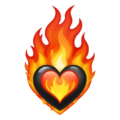 Black heart with flames  sticker