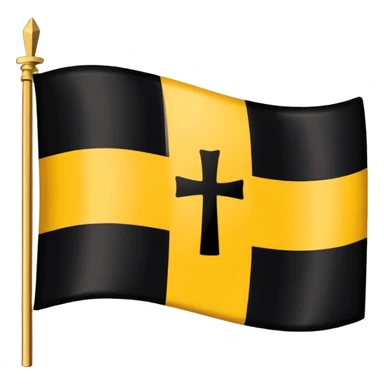 Each flag features a gold cross symbol, likely a Coptic cross, on a black and yellow background with horizontal stripes. 
 sticker