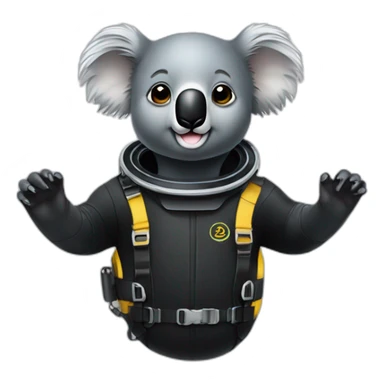 koala in black rubber diving suit sticker